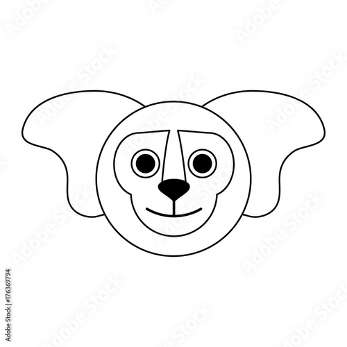 happy monkey face cartoon icon image vector illustration design  black line