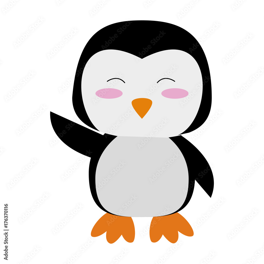 penguin waving hello or bye cute animal cartoon icon image vector illustration design penguin waving hello or bye cute animal cartoon icon image vector illustration design