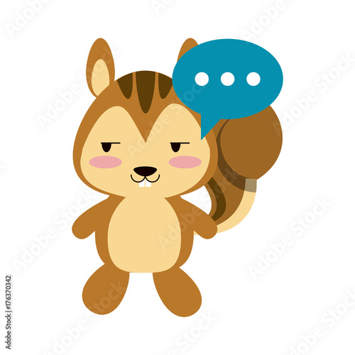 squirrel flirty with chat bubble cute animal cartoon icon image vector illustration design 