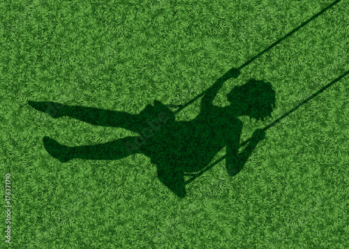 Balancoire Ombre Enfant Fille Bonheur Symbole Concept Fond Herbe Jeu Stock Vector Adobe Stock