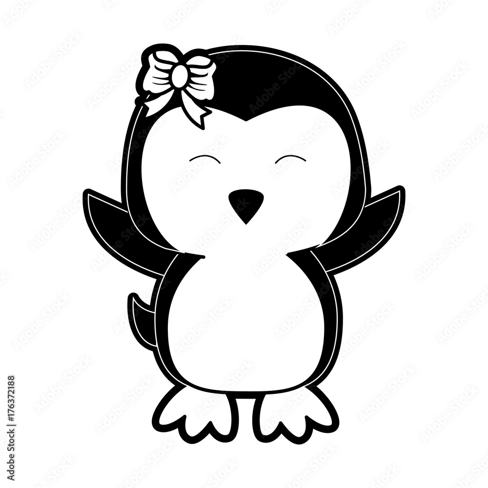 penguin with open wings cute animal cartoon icon image vector illustration design black and white penguin with open wings cute animal cartoon icon image vector illustration design black and white