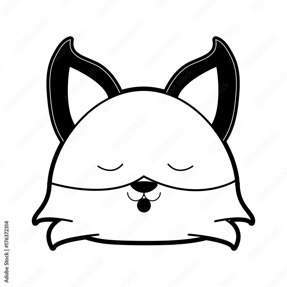 fox with closed eyes cute animal cartoon icon image vector illustration design black and white fox with closed eyes cute animal cartoon icon image vector illustration design black and white