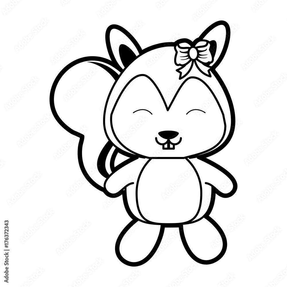 squirrel happy cute animal cartoon icon image vector illustration design black and white squirrel happy cute animal cartoon icon image vector illustration design black and white
