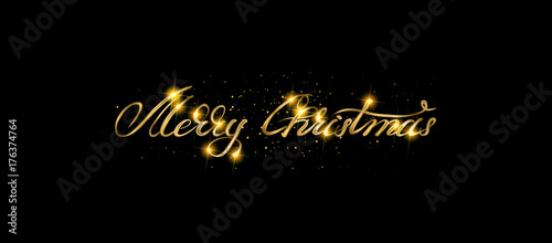 Gold Merry Christmas Card.