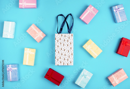 Gift box on colorful background