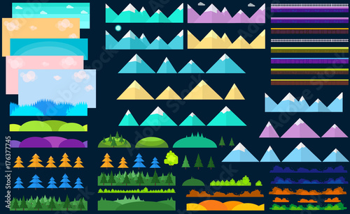Universal Flat Game Constructor, it helps to create new design for website, game, illustration, seamless landscape, poster, etc.
