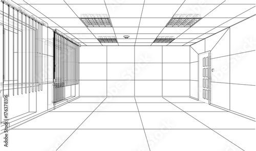 Interior sketch. Vector rendering of 3d