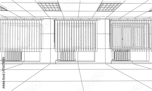 Interior sketch. Vector rendering of 3d