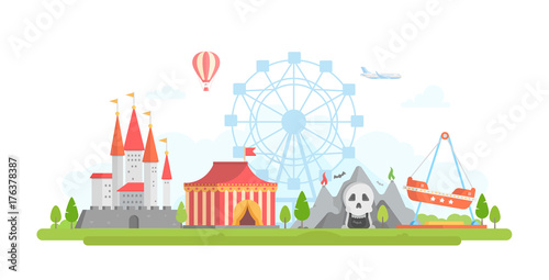 Amusement park - modern flat design style vector illustration
