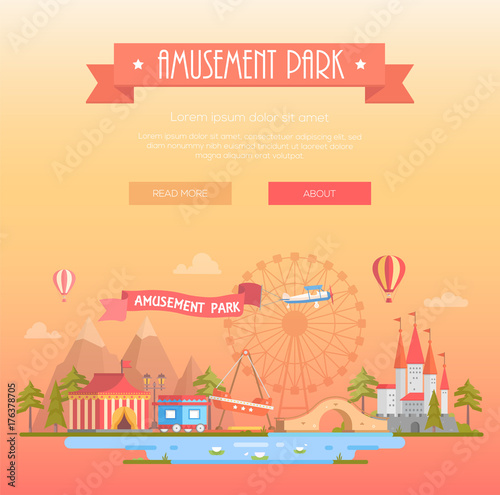 Amusement park - modern vector illustration