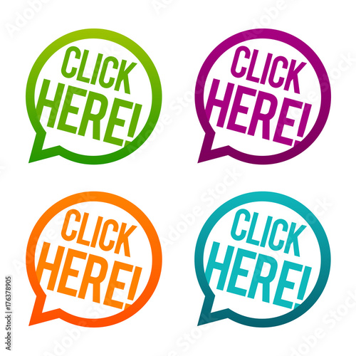 Click here round Buttons. Circle Eps10 Vector.