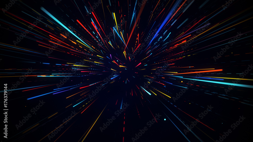 Colorful radial motion blurred light rays abstract background - obrazy, fototapety, plakaty 