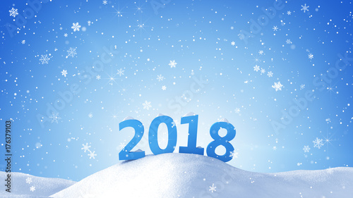 New year 2018 sign in snow ...