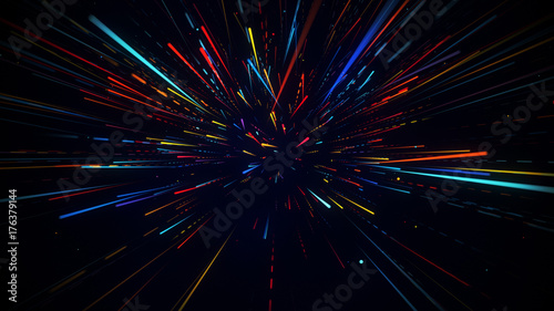 Colorful radial motion blurred light rays abstract background