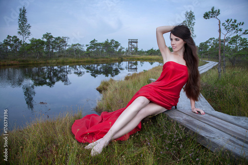 model in a bog