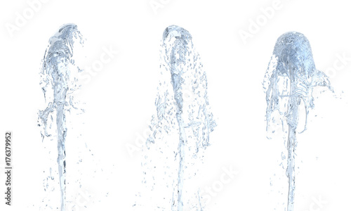 Fotografia Jet of water upward stream on white background 3d