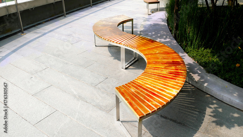S Curved Wooden Planks Bench