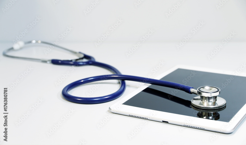 stethoscope On the tablet In lab stethoscope On the tablet In lab