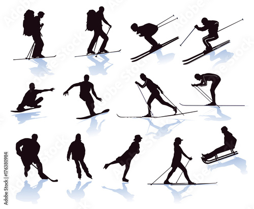 Wintersport, skifahrer, snowboarder, skilanglauf