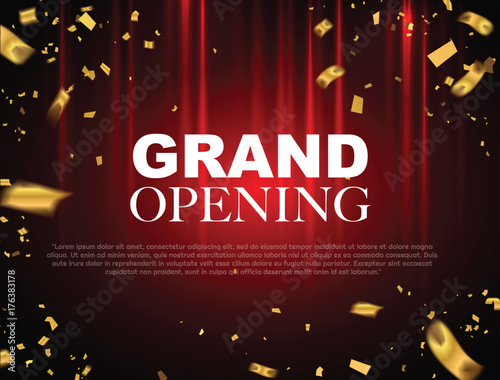 Grand opening event design gold confetti