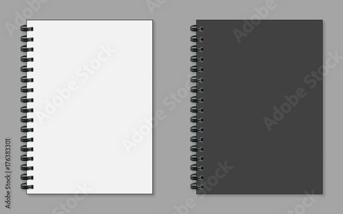 Realistic notepad wish sadow flat style on a grey background