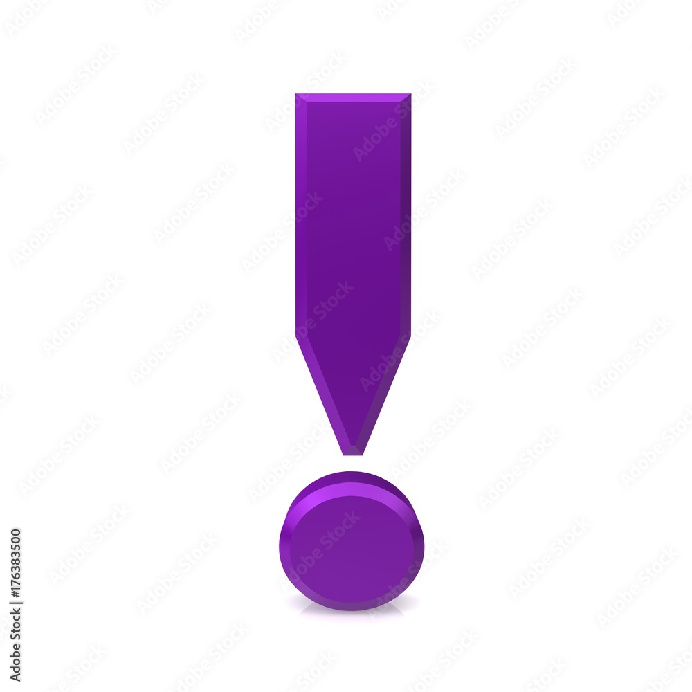 exclamation mark exclamation point 3d purple punctuation mark warning sign attention symbol advice icon isolated on white exclamation mark exclamation point 3d purple punctuation mark warning sign attention symbol advice icon isolated on white