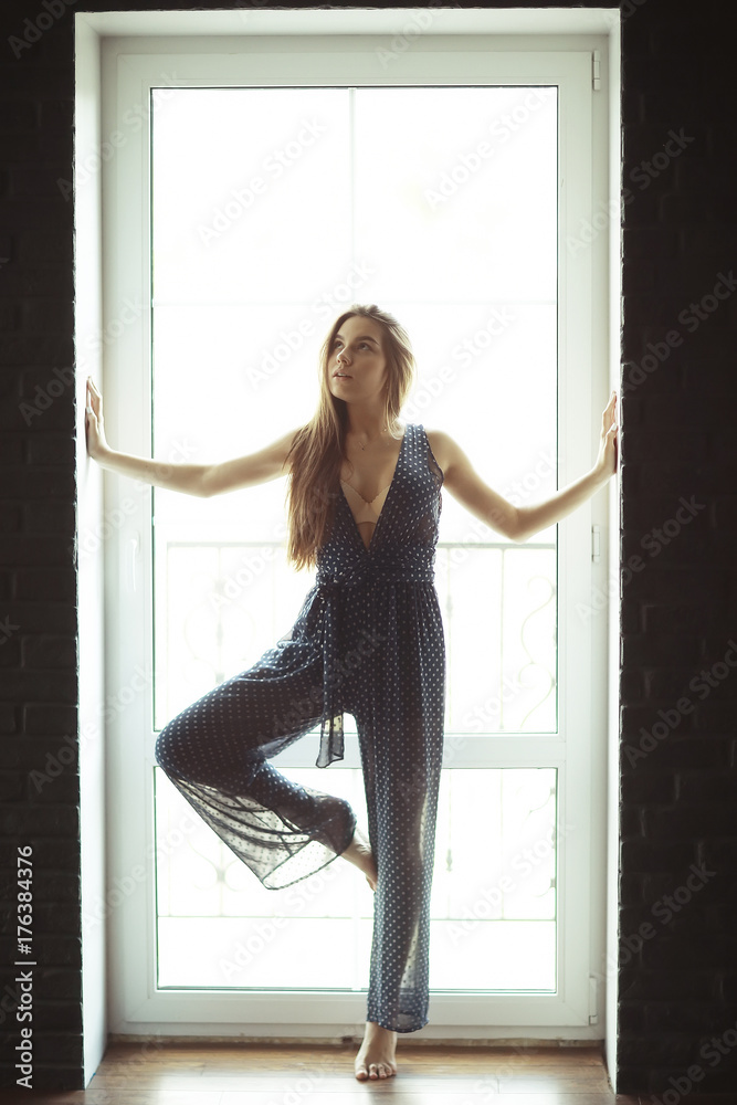 Fototapeta premium Young romantic girl by the window