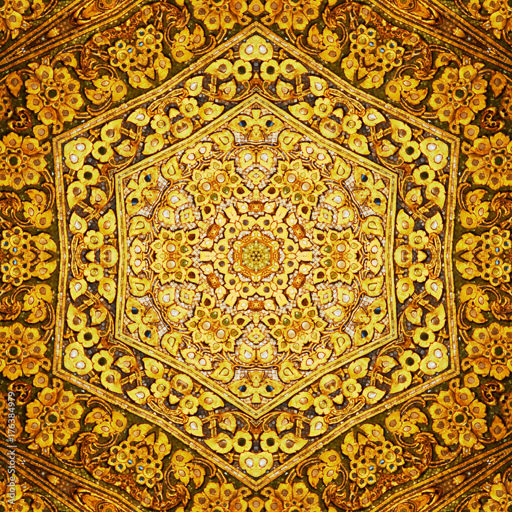 Gold abstract background textures,kaleidoscope Photo technique