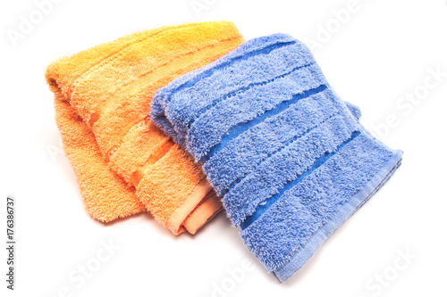 Two towels isolated on white background