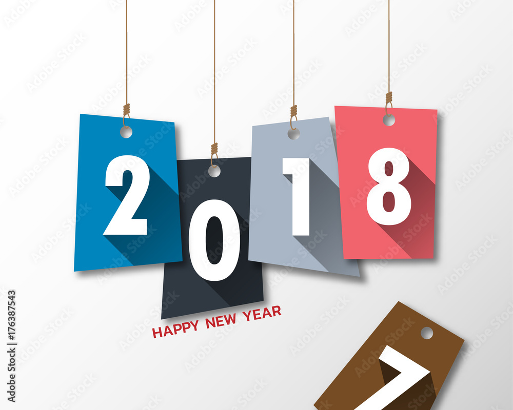 Happy new 2018 year. Greetings card. Colorful design. Vector illustration. Happy new 2018 year. Greetings card. Colorful design. Vector illustration.