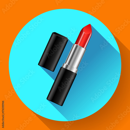 Red lipstick flat icon, cosmetics and makeup icons
