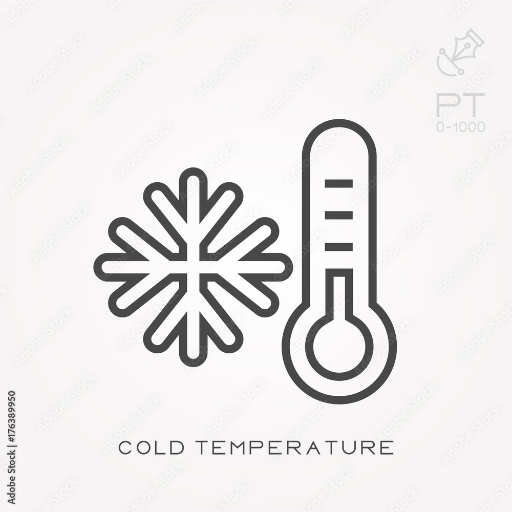 Line icon cold temperature Line icon cold temperature