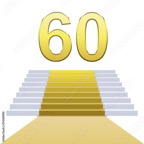 Cuadro en lienzo Escaliers. Tapis or. Anniversaire 60 ans