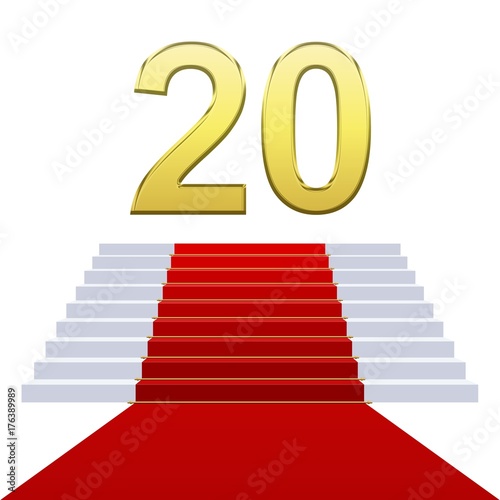 Cuadro en lienzo Escaliers .Tapis rouge. Anniversaire 20 ans