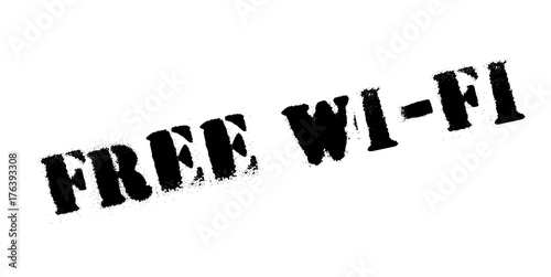 Free Wi-Fi rubber stamp. Grunge design with dust scratches. Effects can be easily removed for a clean, crisp look. Color is easily changed.