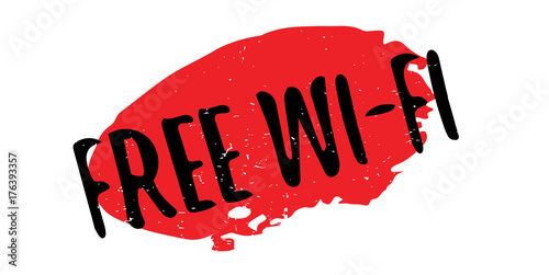 Free Wi-Fi rubber stamp. Grunge design with dust scratches. Effects can be easily removed for a clean, crisp look. Color is easily changed.
