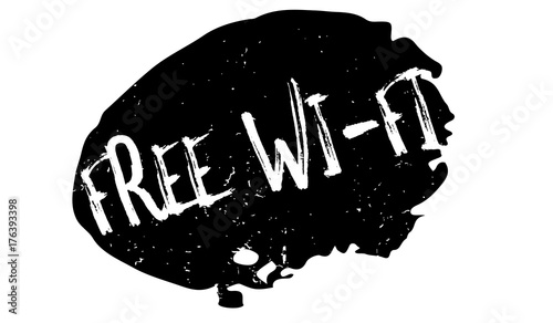 Free Wi-Fi rubber stamp. Grunge design with dust scratches. Effects can be easily removed for a clean, crisp look. Color is easily changed.