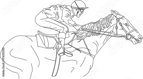 Horse Jockey Line Drawing