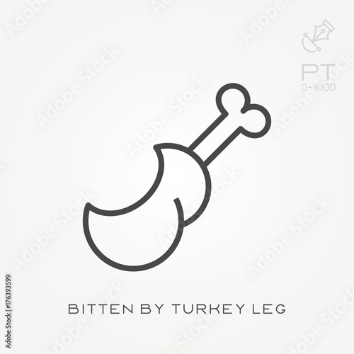 Line icon bitten by turkey leg