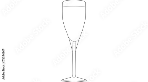 Champagne Flute Line Drawing Illustration