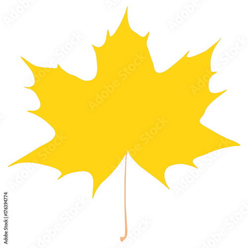 Maple leaf. Autumn vector design. Sunny yellow background for your text