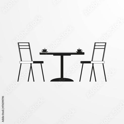 Coffee table and two chairs. Vector icon.