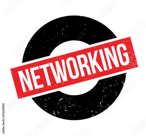 Networking rubber stamp. Grunge design with dust scratches. Effects can be easily removed for a clean, crisp look. Color is easily changed.