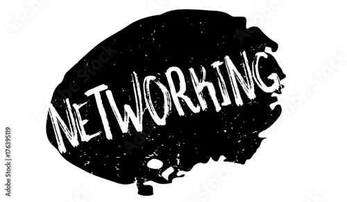 Networking rubber stamp. Grunge design with dust scratches. Effects can be easily removed for a clean, crisp look. Color is easily changed.