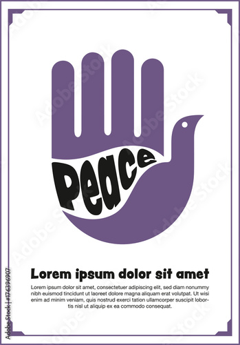 vector illustration peaceful of the bird in hand like Hamsa, hand of Fatima, vector illustration