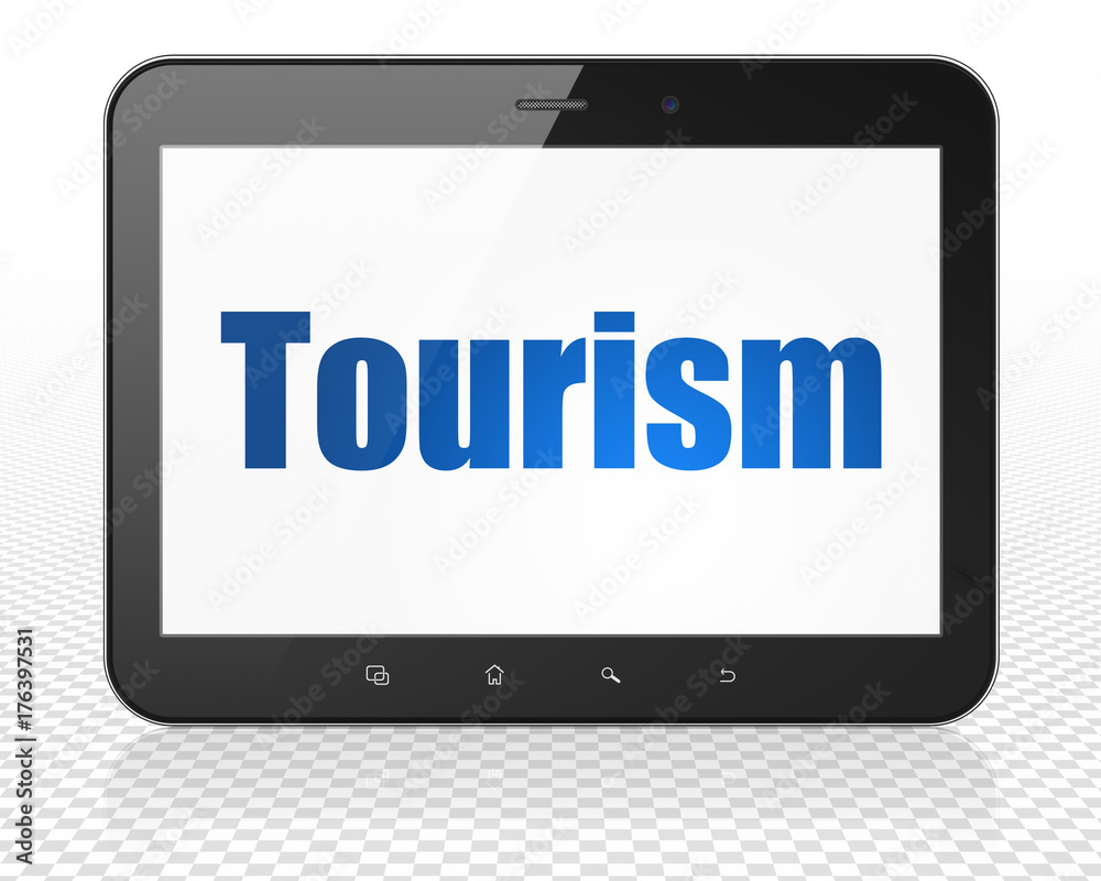 Tourism concept: Tablet Pc Computer with Tourism on display Tourism concept: Tablet Pc Computer with Tourism on display
