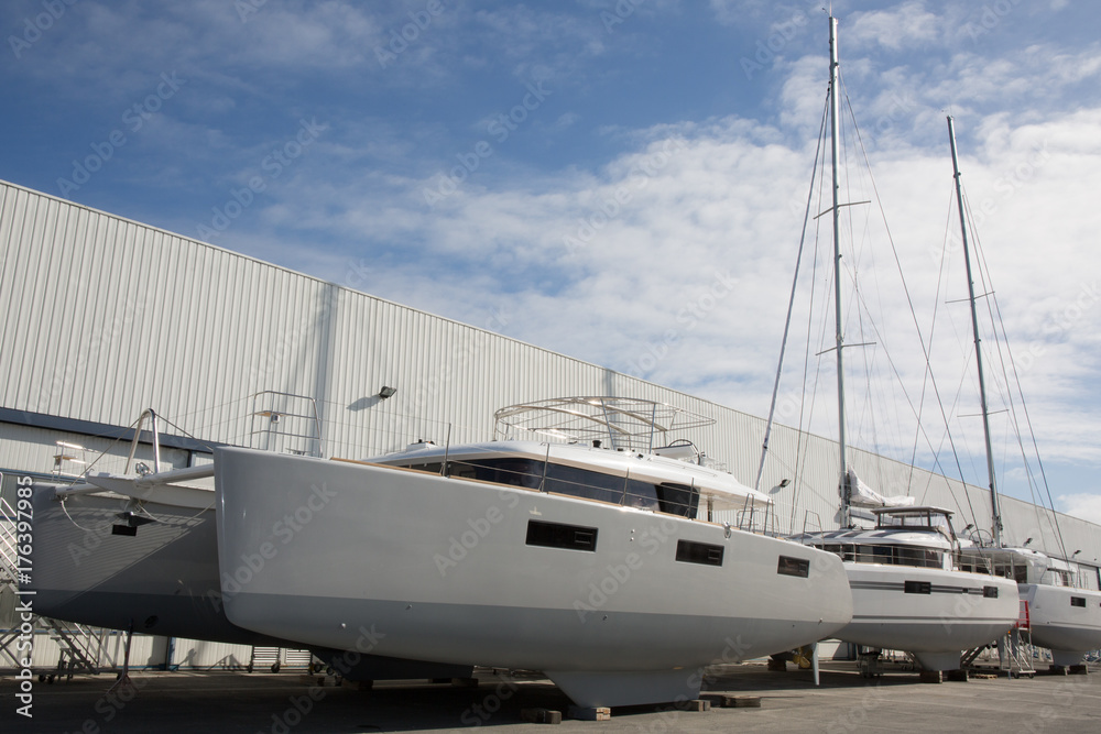 sailboat in the dock after the season yachting