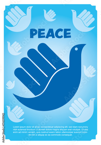 vector illustration peaceful of the bird in hand like Hamsa, hand of Fatima, vector illustration