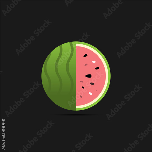 Watermelon icon on black background.