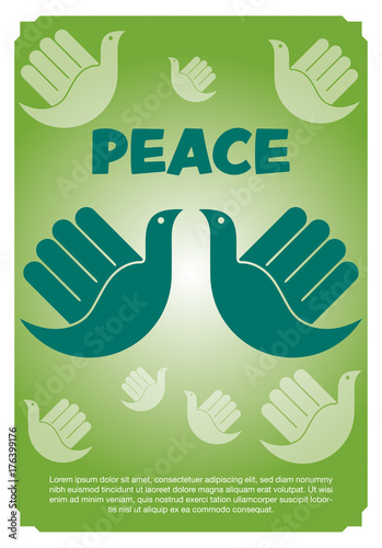 vector illustration peaceful of the bird in hand like Hamsa, hand of Fatima, vector illustration